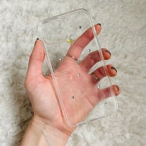 clear rhinestone butterfly silicone iphone 15 case